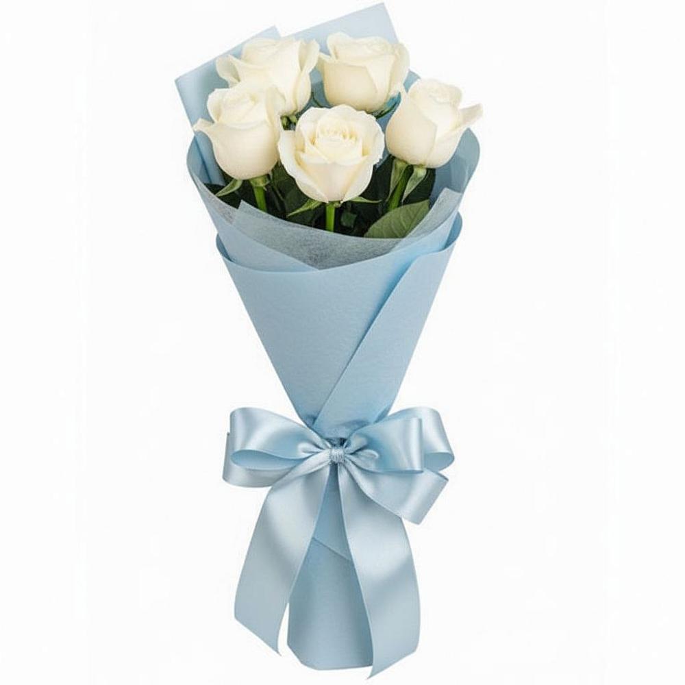 Букет 5 Белых роз Проуд в Вилюйске