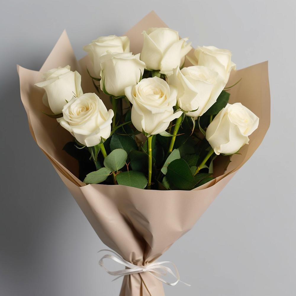 Букет 9 Белых роз Эдлесс Лав в Вилюйске