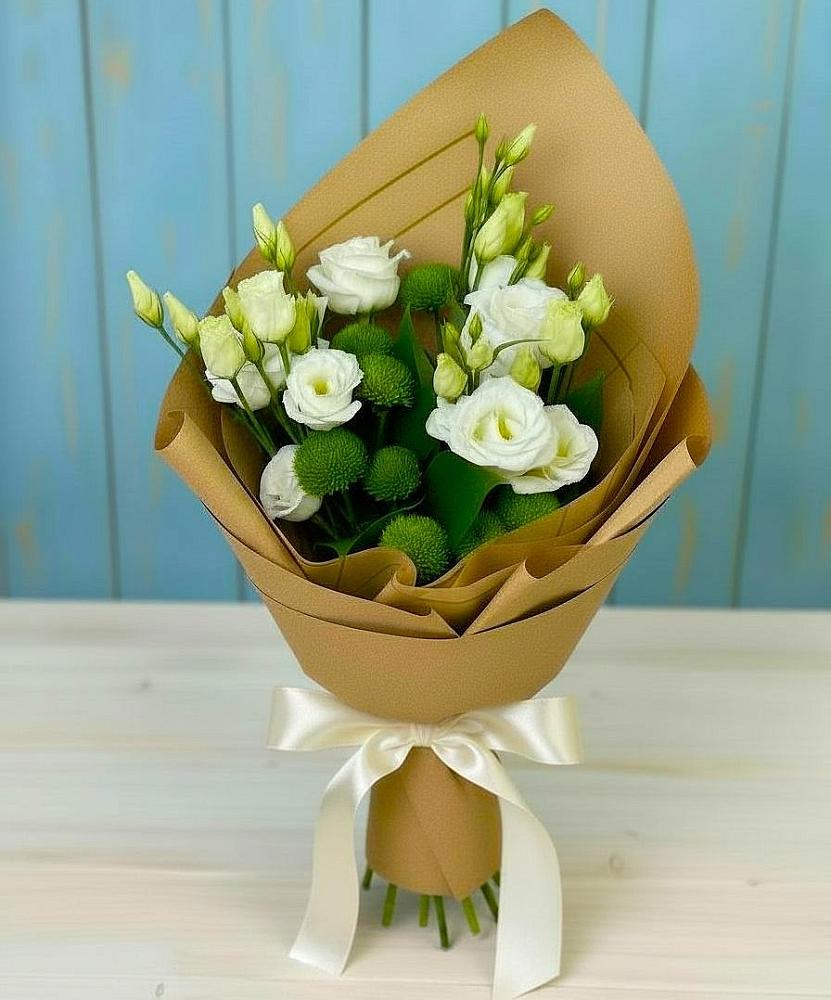 Букет цветов из: Хризантемы и Лизиантусы в Вилюйске