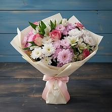 Букет цветов из:  Хризантемы, Альстромерии и Розы в Вилюйске