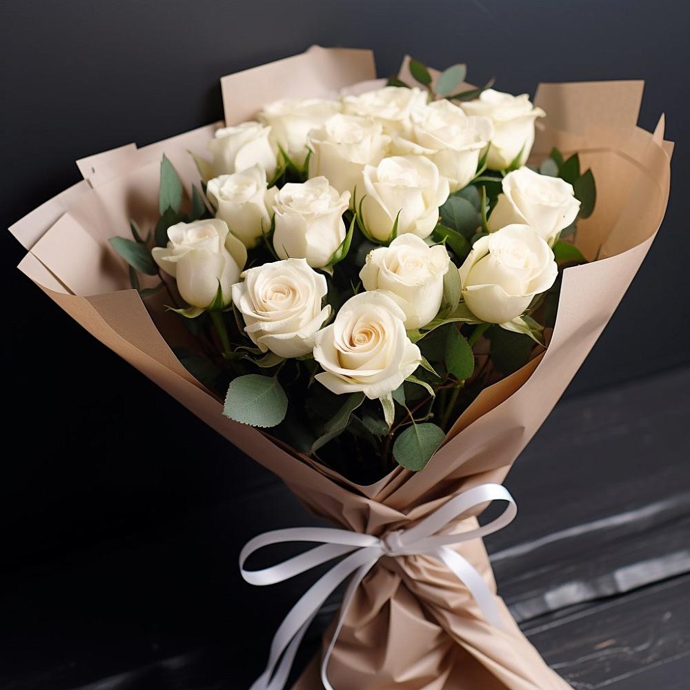 Букет 15 Белых роз в Вилюйске