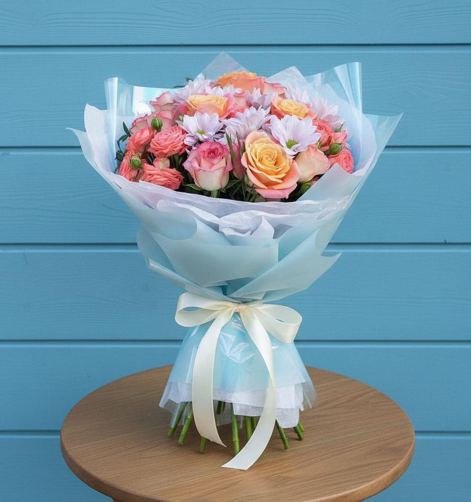 Букет цветов из: Хризантемы и Розы в Вилюйске