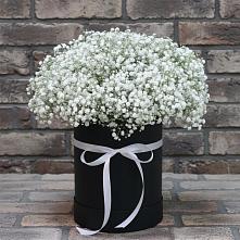 Цветочная композиция из Гипсофила в шляпной коробке в Вилюйске