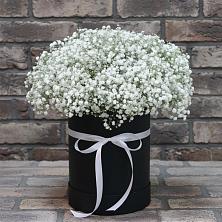Цветочная композиция из Гипсофила в шляпной коробке в Вилюйске